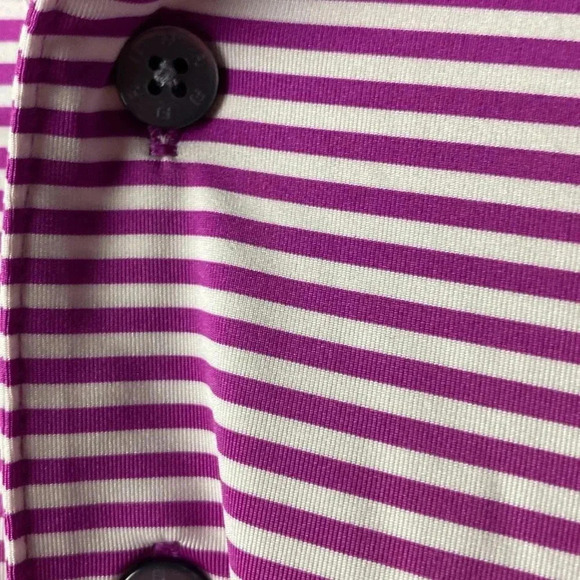 FOOT JOY MENS SIZE L ( SEE BELOW) MAGENTA STRIPE POLO SHIRT SPANDEX END CLEAN - Picture 10 of 10